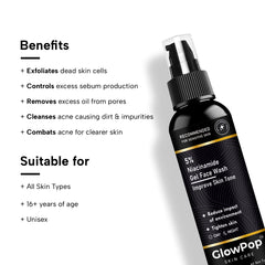 GlowPop 5% Niacinamide Tighten Skin for Smooth and Even Skin, Acne Marks & Glowing Skin For both Men & Women Face Wash  (100 ml)