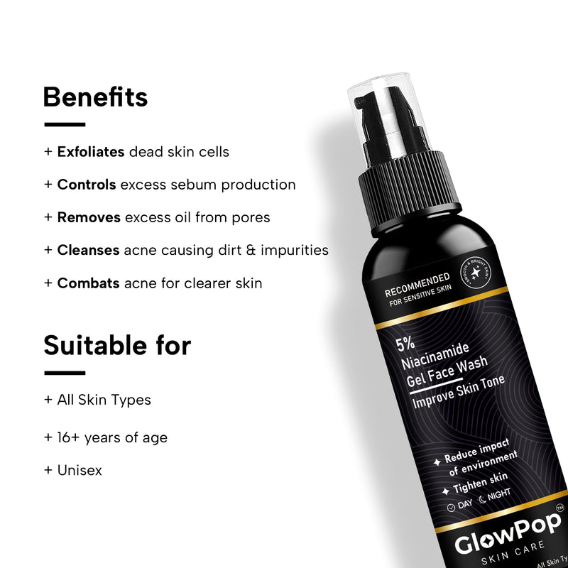 GlowPop 5% Niacinamide Tighten Skin for Smooth and Even Skin, Acne Marks & Glowing Skin For both Men & Women Face Wash  (100 ml)