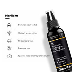 GlowPop 5% Niacinamide Tighten Skin for Smooth and Even Skin, Acne Marks & Glowing Skin For both Men & Women Face Wash  (100 ml)