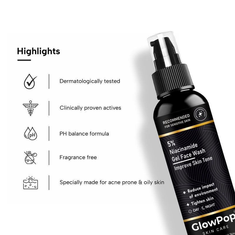 GlowPop 5% Niacinamide Tighten Skin for Smooth and Even Skin, Acne Marks & Glowing Skin For both Men & Women Face Wash  (100 ml)