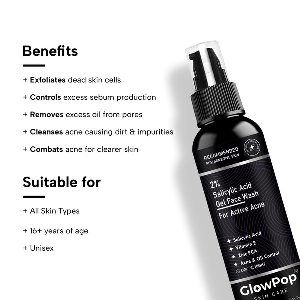 GlowPop Salicylic Acid 2% | For Acne & Oil Control | Suitable to All Skin Types | For both Men & Women | Face Wash  (100 ml)