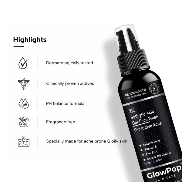 GlowPop Salicylic Acid 2% | For Acne & Oil Control | Suitable to All Skin Types | For both Men & Women | Face Wash  (100 ml)