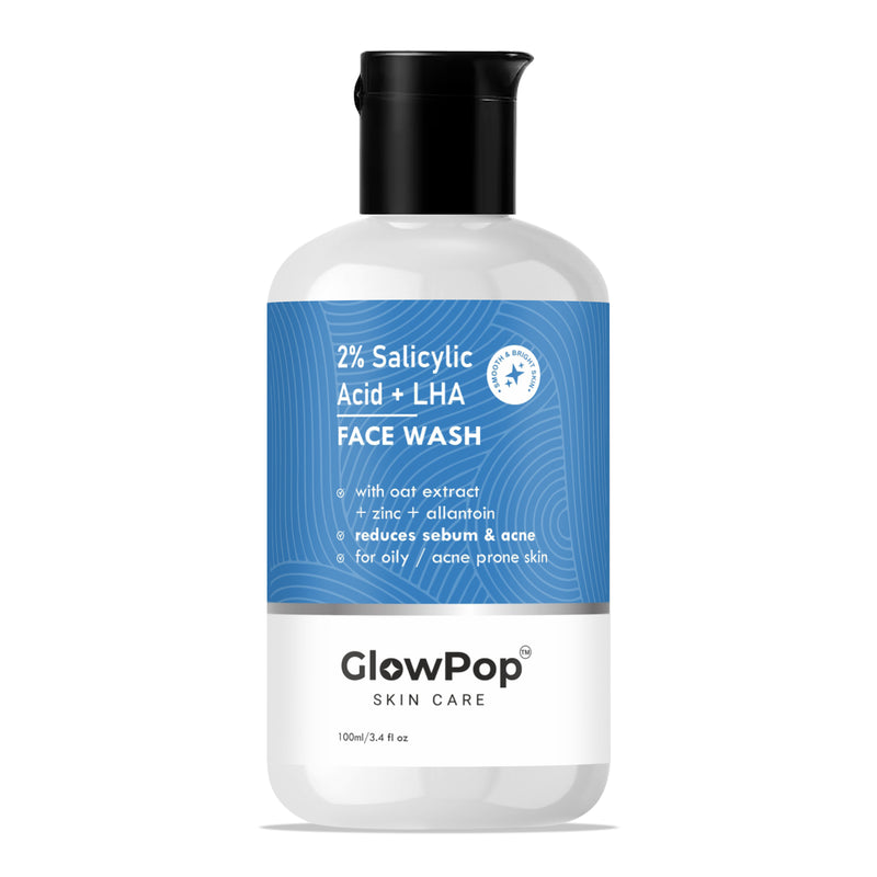 GlowPop 2% Salicylic Acid For Oily Skin | Sulphate free, Anti Acne Face Cleanser With LHA & Zinc For Acne or Pimples | For Women & Men | Face Wash  (100 ml)