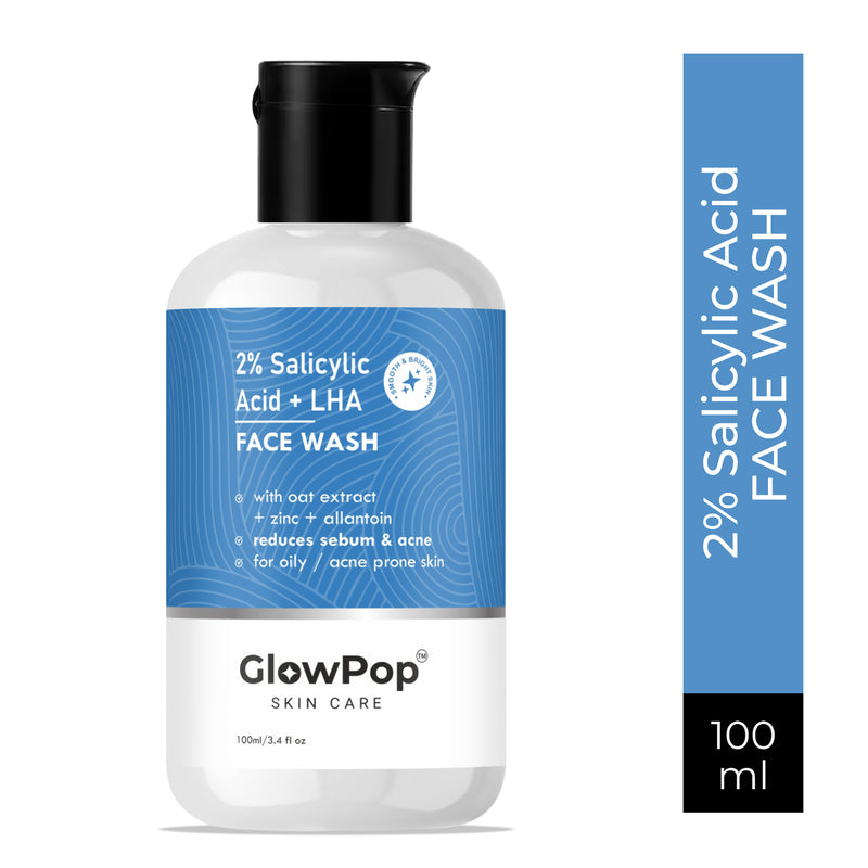 GlowPop 2% Salicylic Acid For Oily Skin | Sulphate free, Anti Acne Face Cleanser With LHA & Zinc For Acne or Pimples | For Women & Men | Face Wash  (100 ml)