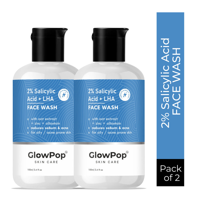 GlowPop 2% Salicylic Acid For Oily Skin | Sulphate free, Anti Acne Face Cleanser With LHA & Zinc For Acne or Pimples | For Women & Men | Face Wash  (100 ml)