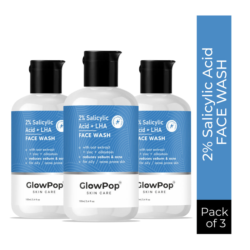 GlowPop 2% Salicylic Acid For Oily Skin | Sulphate free, Anti Acne Face Cleanser With LHA & Zinc For Acne or Pimples | For Women & Men | Face Wash  (100 ml)