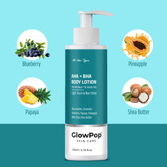 GlowPop 10% AHA + 1% BHA Body Lotion - Smooths Rough & Bumpy Skin - With Niacinamide  (200 ml)