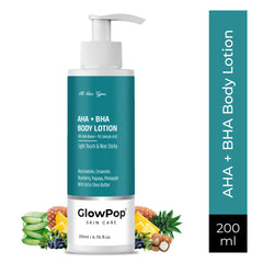 GlowPop 10% AHA + 1% BHA Body Lotion - Smooths Rough & Bumpy Skin - With Niacinamide  (200 ml)