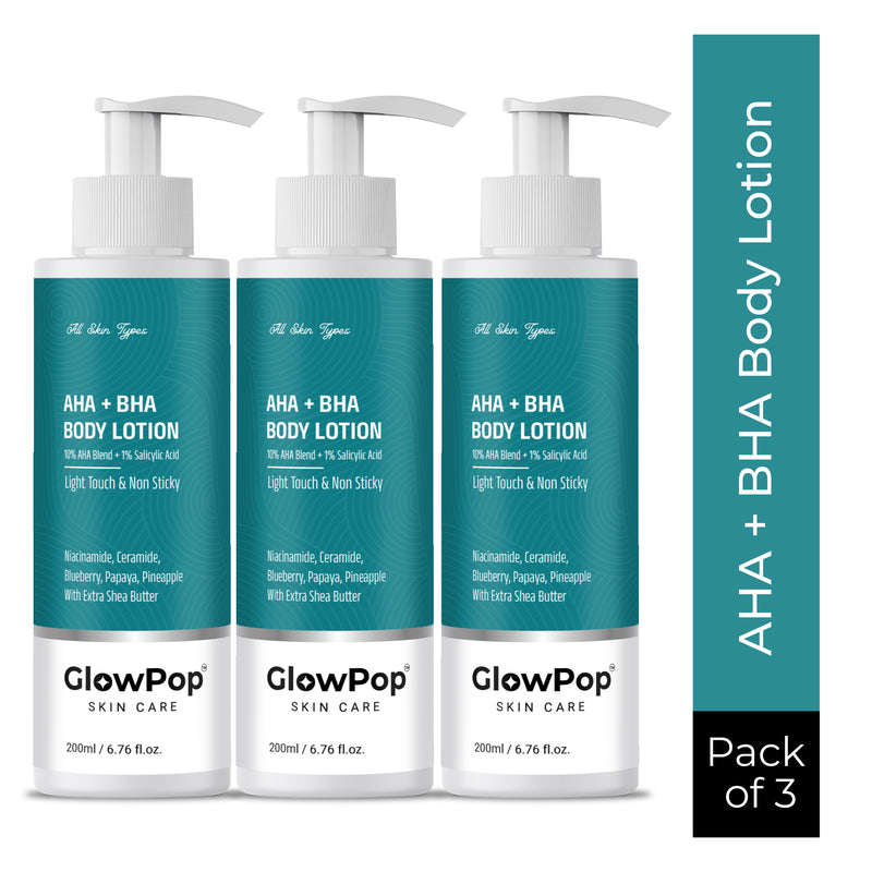 GlowPop 10% AHA + 1% BHA Body Lotion - Smooths Rough & Bumpy Skin - With Niacinamide  (200 ml)