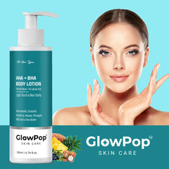 GlowPop 10% AHA + 1% BHA Body Lotion - Smooths Rough & Bumpy Skin - With Niacinamide  (200 ml)