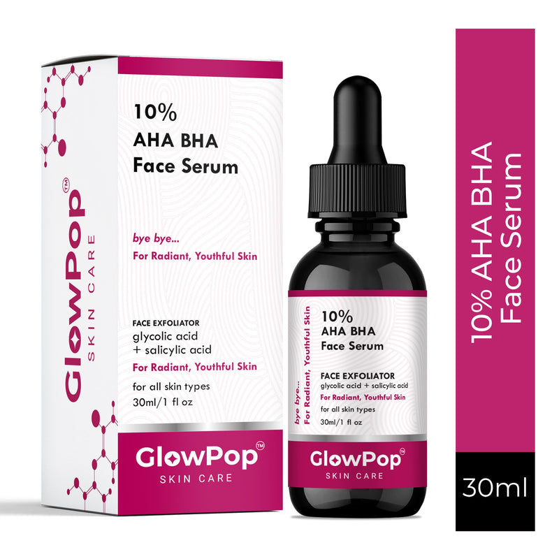 GlowPop 10% AHA BHA Serum Exfoliator with Hyaluronic acid for Even Tone & Texture  (30 ml)